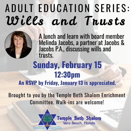 Adult Education Series: Wills and Trusts with Melinda Jacobs