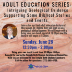 Adult Education Series: Intriguing Geological Evidence Supporting Some Biblical Stories and Events